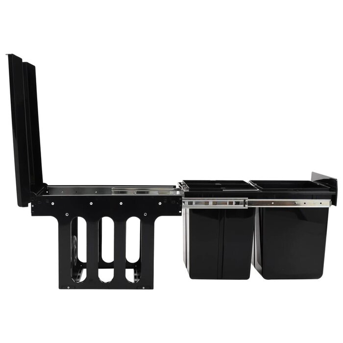 Poubelle Intégrée Extractible Soft-Close 48L Noir ABS/PP