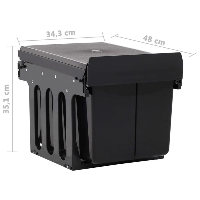 Poubelle Intégrée Extractible Soft-Close 48L Noir ABS/PP