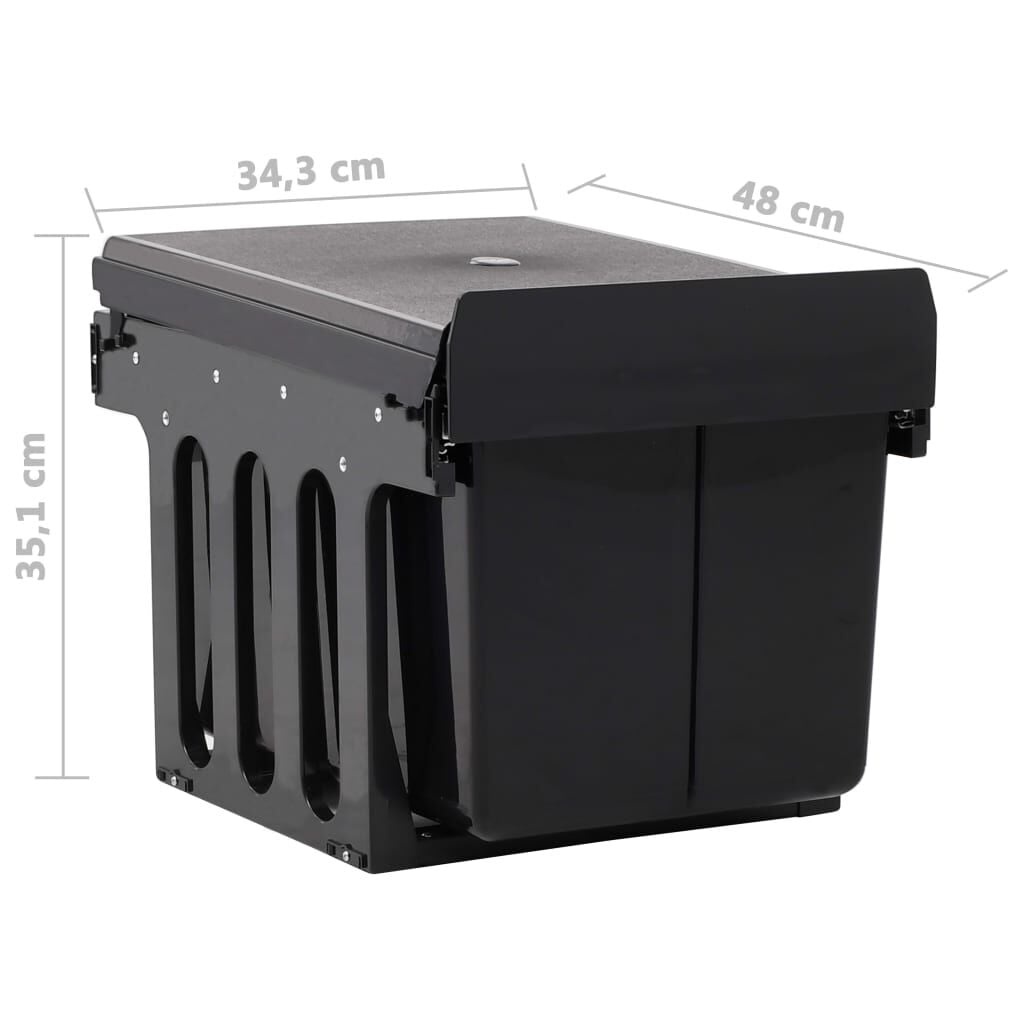 Poubelle Intégrée Soft-Close 48L Noir | Outlet jusqu'à -30%