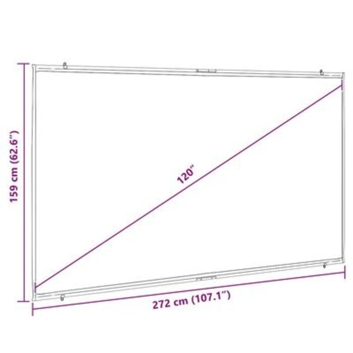 Écran de projection mural 120" 16:9 blanc mat en polyester, pour home cinéma et présentations
