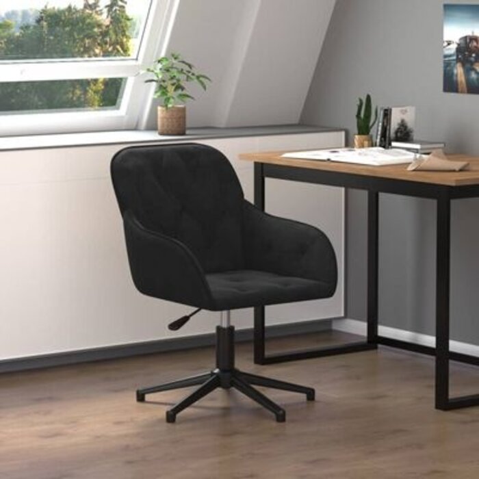 Chaise de bureau pivotante velours noir élégante - Jusqu'à -35% !