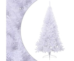 Sapin de Noël Artificiel Demi-tronc 180 cm PVC Blanc avec Support