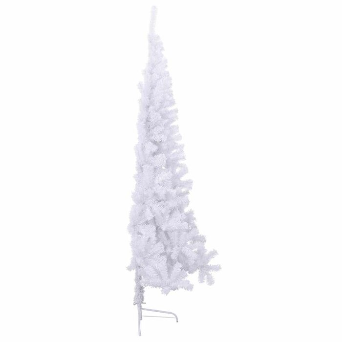 Sapin de Noël Artificiel Demi-tronc 180 cm PVC Blanc avec Support