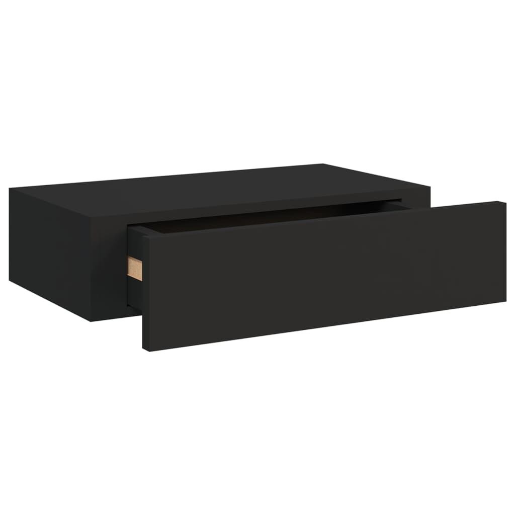 Étagère murale noire 40cm avec tiroir MDF - Jusqu'à 35% de réduction