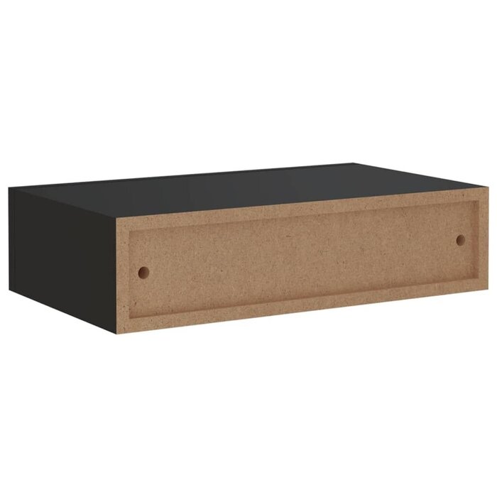 Étagère murale noire 40cm avec tiroir MDF - Jusqu'à 35% de réduction
