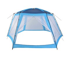 Tente de piscine 590x520x250 cm bleu en tissu avec revêtement PA, résistante aux UV et ventilée