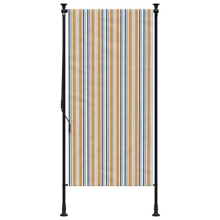 Store extérieur enrouleur 120x270 cm Tissu & Acier Jaune/Blanc