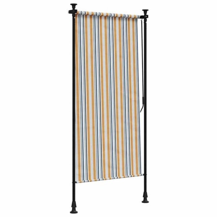 Store extérieur enrouleur 120x270 cm Tissu & Acier Jaune/Blanc