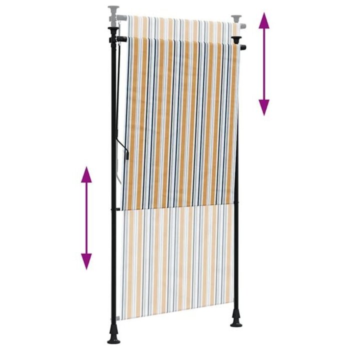 Store extérieur enrouleur 120x270 cm Tissu & Acier Jaune/Blanc