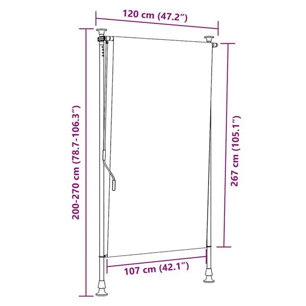 Store enrouleur extérieur 120x270 cm Jaune/Blanc | Jusqu'à -30% !