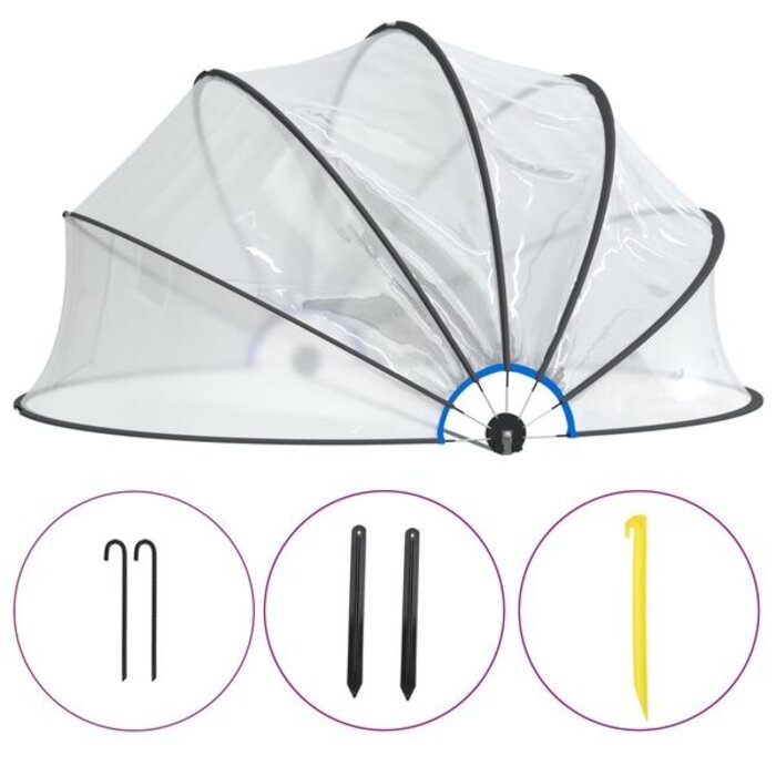 Couverture de piscine 500x250 cm en PVC transparent avec structure en fibre de verre