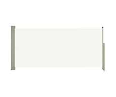 Brise-vue de jardin rétractable, 140x300 cm, crème, polyester et fer