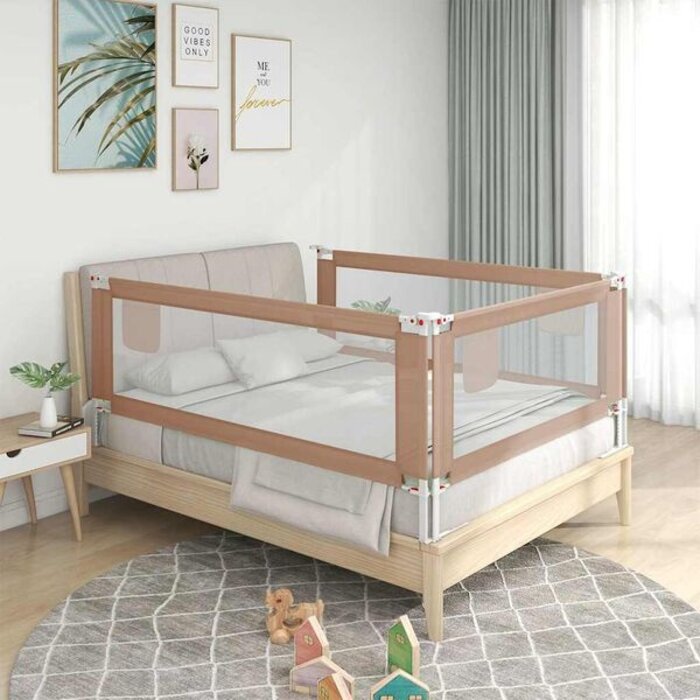 Barrière de lit enfant vidaXL 200x25 cm Tissu Taupe