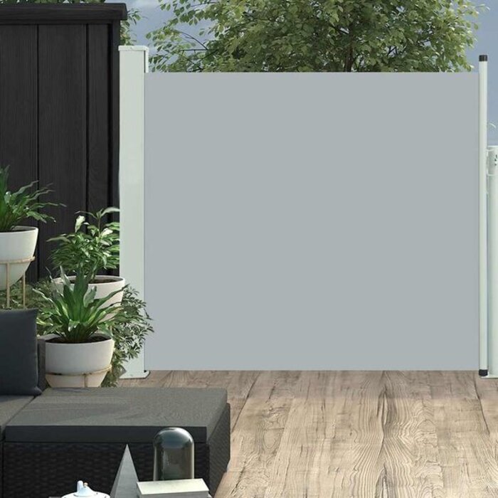 Paravent de jardin rétractable 100x300 cm Gris - Polyester, Fer