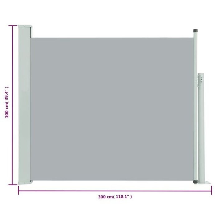 Paravent de jardin rétractable 100x300 cm Gris - Polyester, Fer