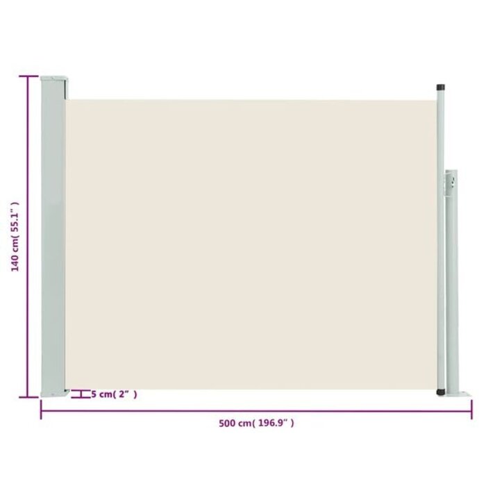 Pare-vue Rétractable de Jardin 140x500 cm Crème - Polyester, Acier