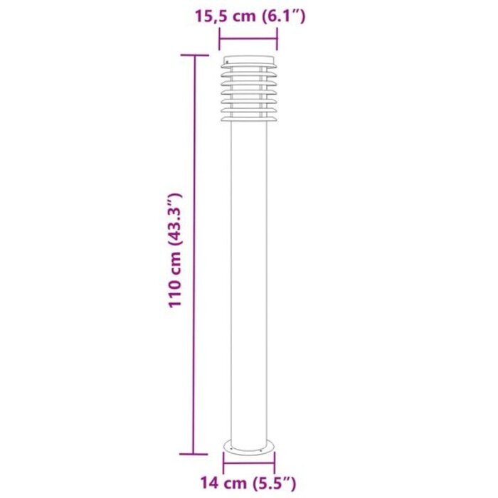 Lampadaire Extérieur 110cm Argenté Inox - Jusqu'à -35% !