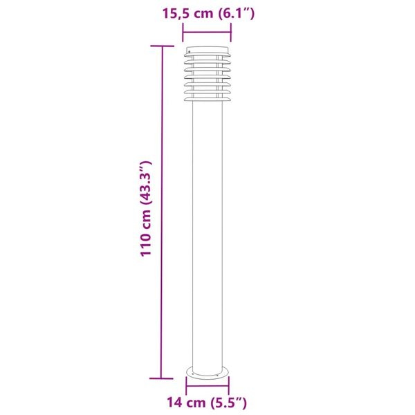 Lampadaire Extérieur 110cm Argenté Inox - Jusqu'à -35% !