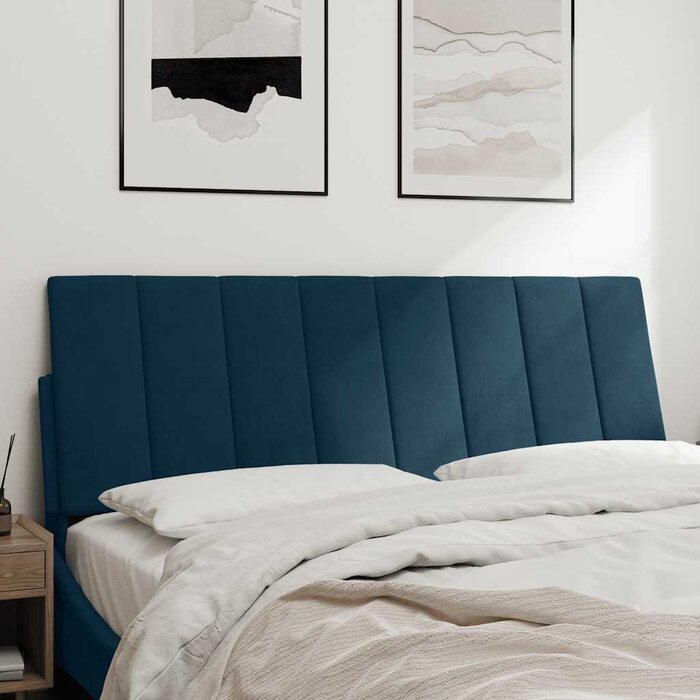 Coussin de tête de lit velours bleu 140 cm - Jusqu'à 35% de réduction !