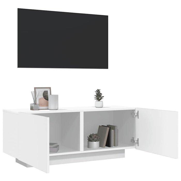 Meuble TV Blanc 100cm Bois Composite - Jusqu'à 35% de réduction !