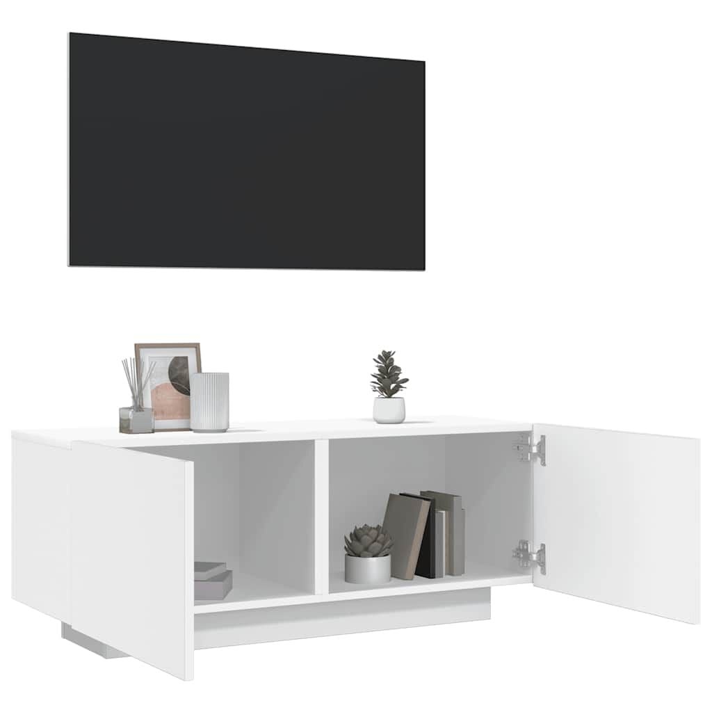 Meuble TV Blanc 100cm Bois Composite - Jusqu'à 35% de réduction !