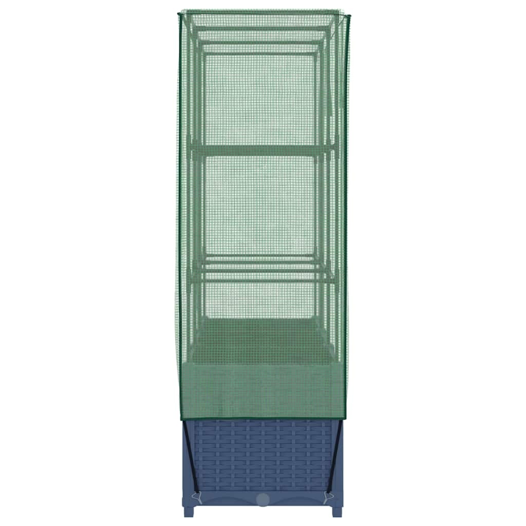 Offre ! Jardinière avec serre imitation rotin, grise/verte - Jusqu'à -35% !