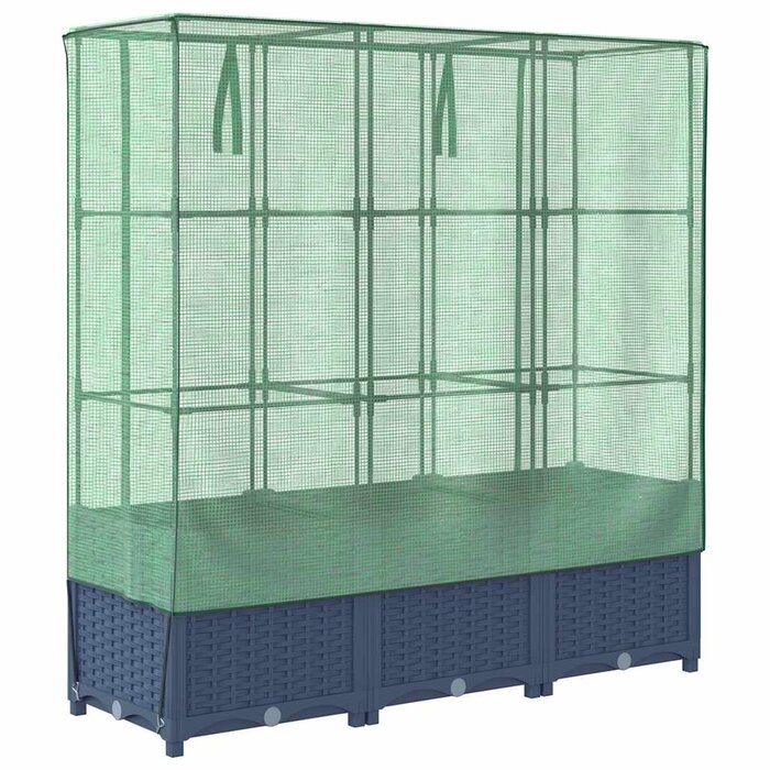 Offre ! Jardinière avec serre imitation rotin, grise/verte - Jusqu'à -35% !