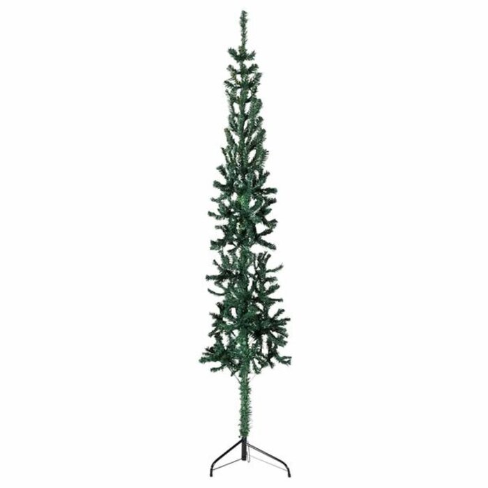 Sapin de Noël artificiel demi-rond avec pied, 120 cm, vert, PVC et acier