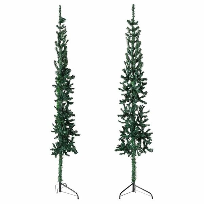 Sapin de Noël artificiel demi-rond avec pied, 120 cm, vert, PVC et acier