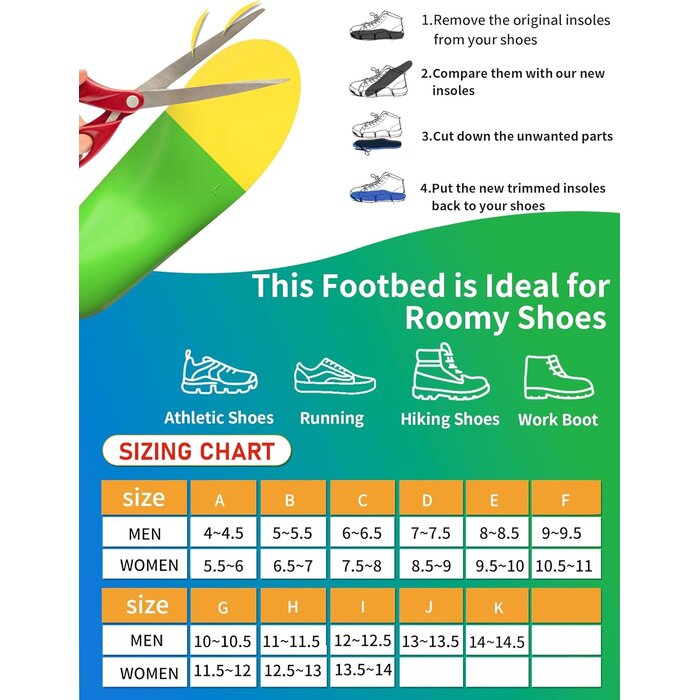 Semelles orthopédiques avec soutien de la voûte plantaire - Bleu - Taille I (EU 46-47)