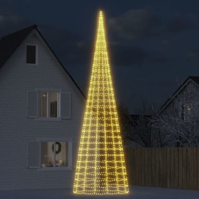 Arbre de Noël Lumineux LED Câble Vert 3000 LED Blanc Chaud 800 cm pour Mât