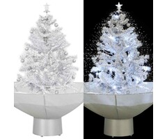 Sapin de Noël enneigé artificiel blanc 75 cm avec base parapluie - Décoration festive scintillante