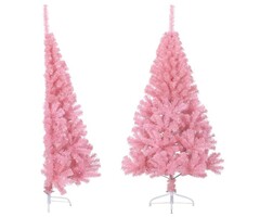 Sapin de Noël artificiel demi-cercle 150 cm Rose PVC avec support