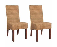 Chaises de salle à manger en rotin naturel marron (4 pièces)