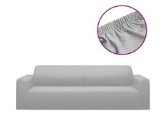 Housse de canapé 3 places extensible, polyester jersey gris, 190-230 cm