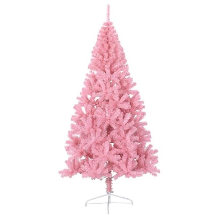 Sapin de Noël artificiel demi-rond 240 cm PVC Rose avec pied - Déstockage Outlet