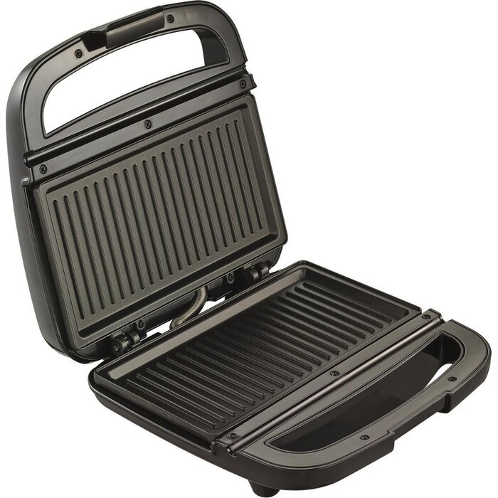 Appareil à Toast / Grill - Acier Inoxydable & Noir - Anti-adhésif - 700W