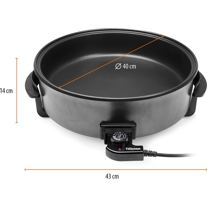 Poêle électrique 1500W Ø40cm, Température Max 250°C, Sans PFAS