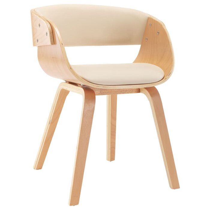Lot de 2 Chaises Salle à Manger, Bois Courbé & Similicuir Crème - Jusqu'à -35%