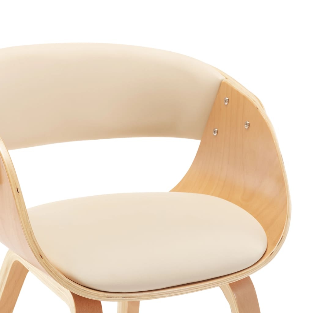 Lot de 2 Chaises Salle à Manger, Bois Courbé & Similicuir Crème - Jusqu'à -35%