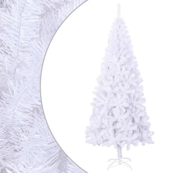 Sapin de Noël Artificiel Blanc 180 cm avec Support - PVC, 620 Branches, Intérieur