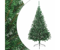 Sapin de Noël artificiel demi-rond 180 cm PVC Vert avec support