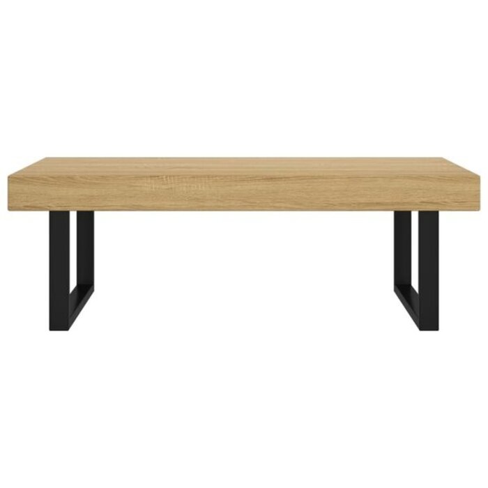 Table basse 120x60x40 cm MDF et Fer Marron Clair et Noir