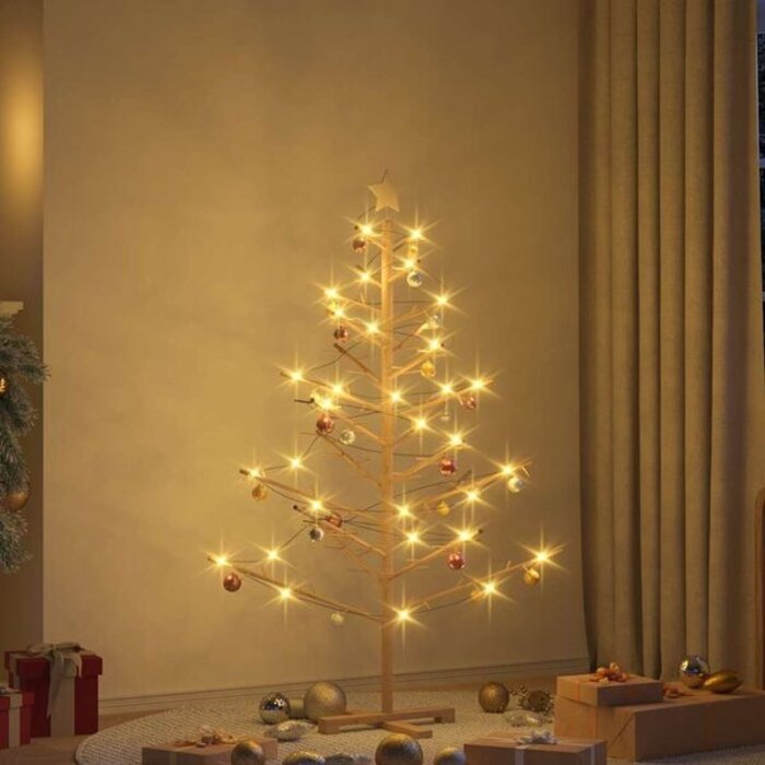 Arbre de Noël en Bois Naturel 150 cm Pin Massif - Style Moderne & Épuré