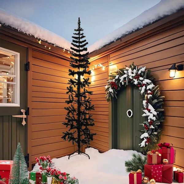 Sapin de Noël Artificiel Demi-Slim Noir 240cm - Jusqu'à 35% de réduction !