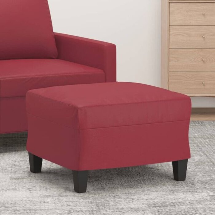 Repose-pieds / Pouf 60x50x41 cm Similicuir Rouge Vin