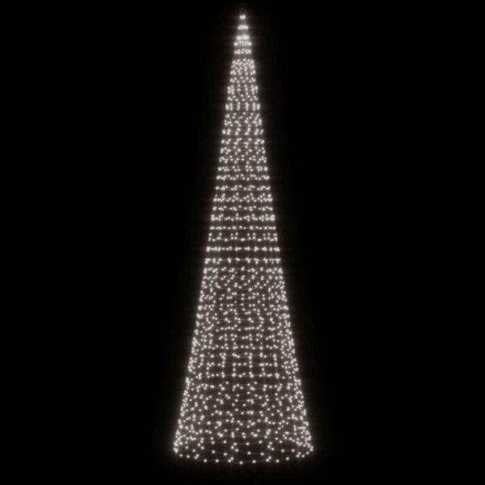 Arbre de Noël LED pour mât de drapeau vidaXL, 1534 LEDs Blanc froid, 500 cm