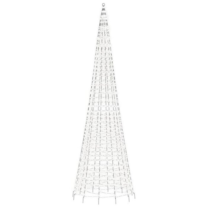 Arbre de Noël LED pour mât de drapeau vidaXL, 1534 LEDs Blanc froid, 500 cm