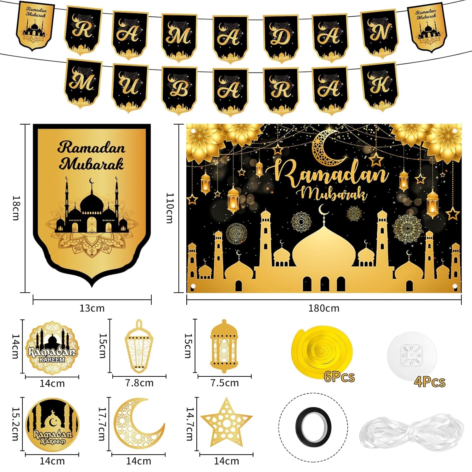 Grande Bannière Ramadan Mubarak - Ambiance festive jusqu'à -30% !