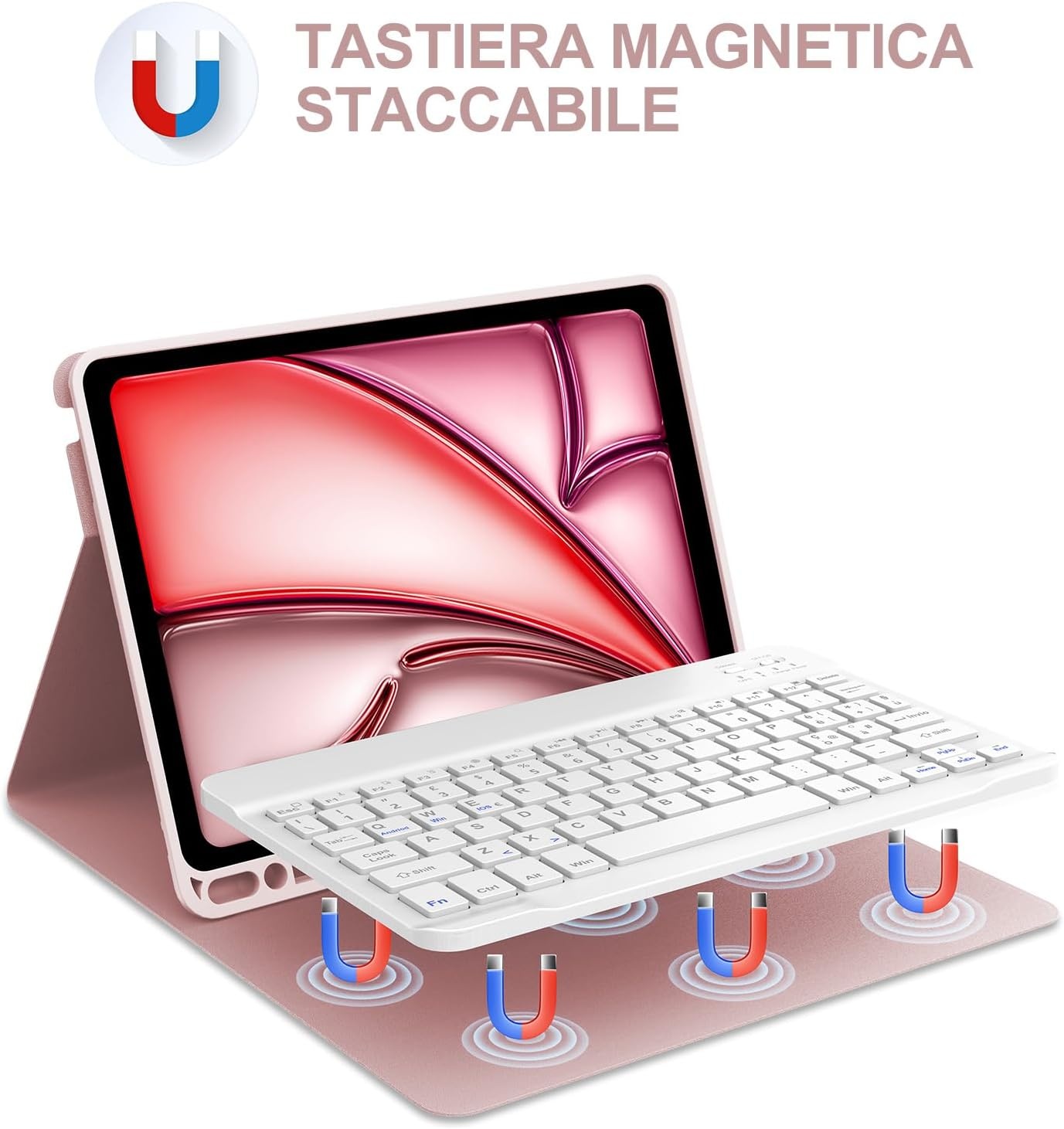 Étui Clavier Rose QWERTY IT iPad Air 11" avec Porte-Crayon - Outlet jusqu'à -30%